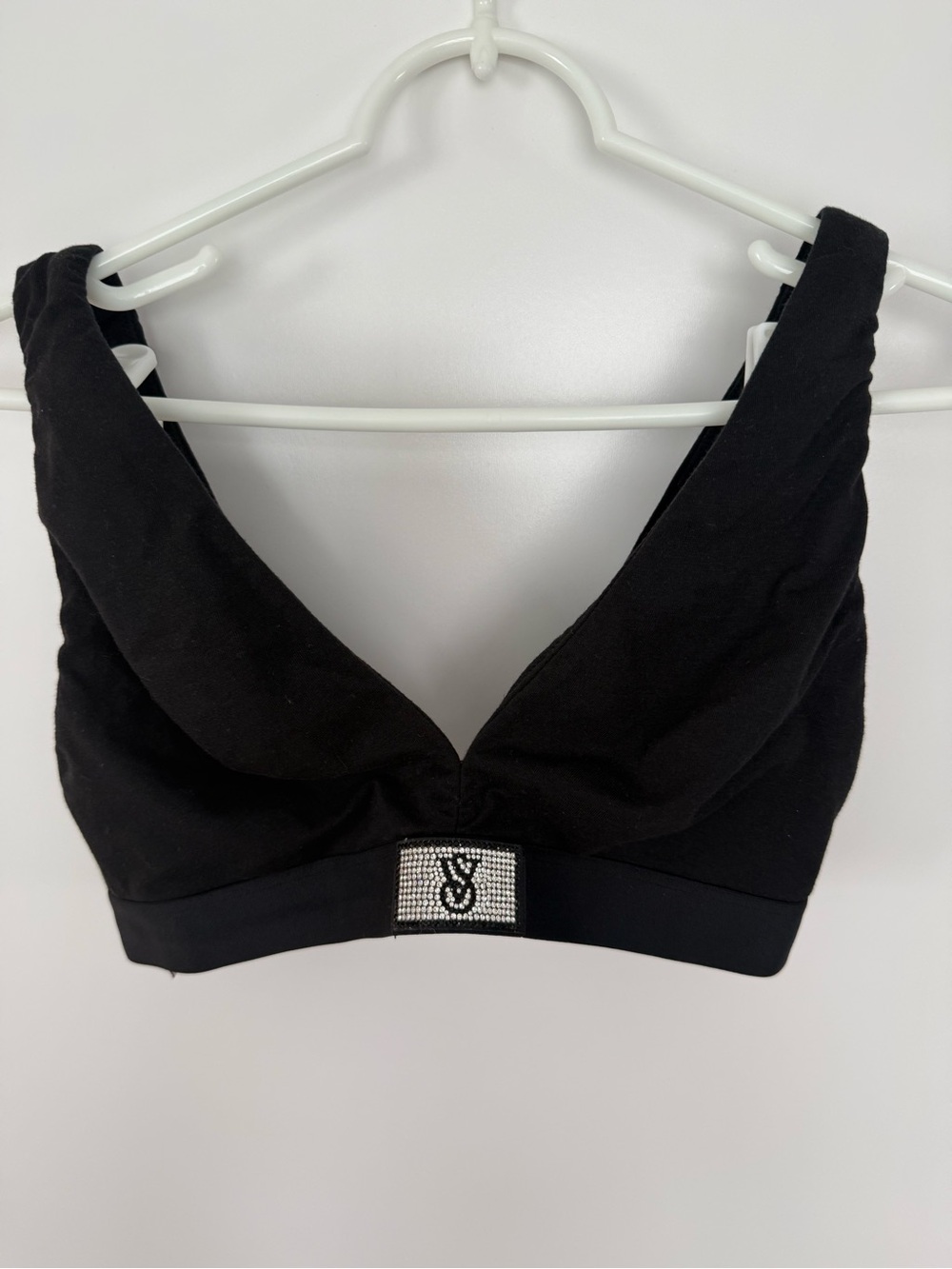 Victoria's Secret Black Crystal Logo Plunge Bralette